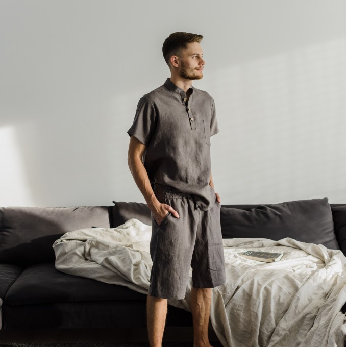 Charcoal gray pajama - t-shirt and shorts set