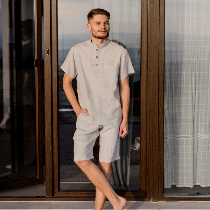 Light gray pajama - t-shirt and shorts set