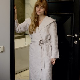 Blush pink women waffle bathrobe6