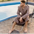 Tan waffle men's bathrobe 