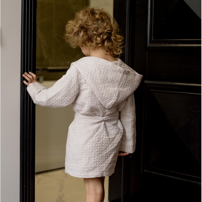 Blush pink waffle bathrobe for kids