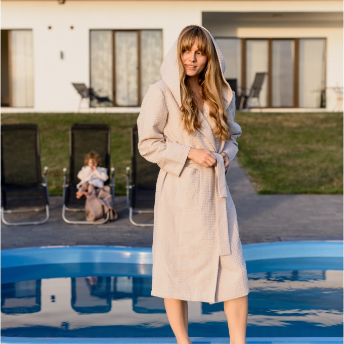 Blush pink women waffle bathrobe