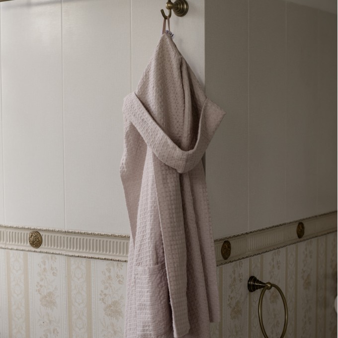 Blush pink women waffle bathrobe