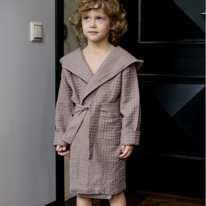 Tan kids waffle bathrobe5