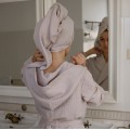 Blush pink waffle hair towel