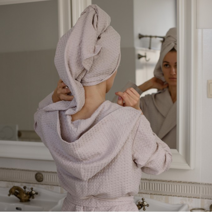 Blush pink waffle towel set