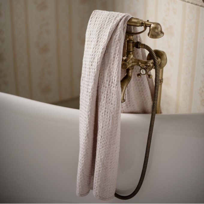 Blush pink waffle bath towel