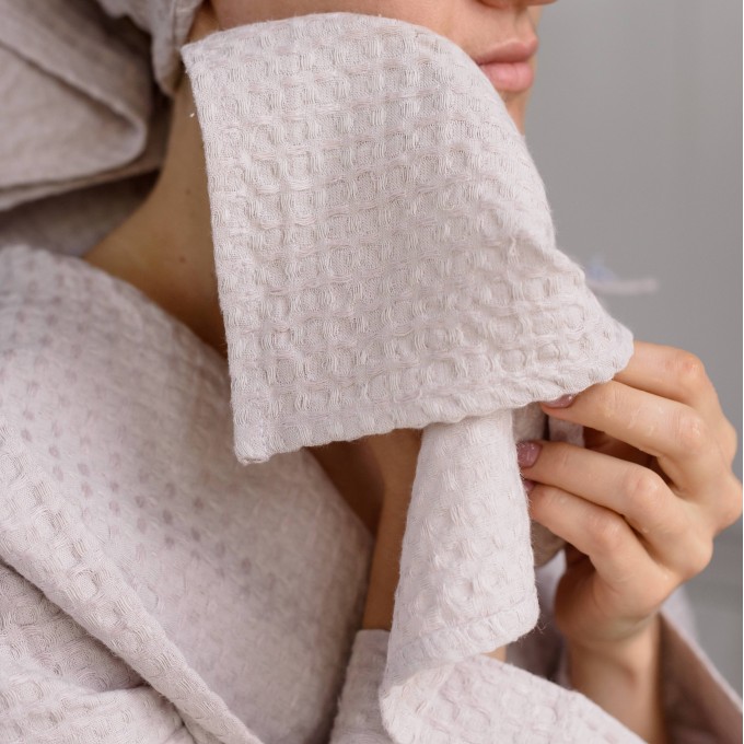 Blush pink waffle face towel