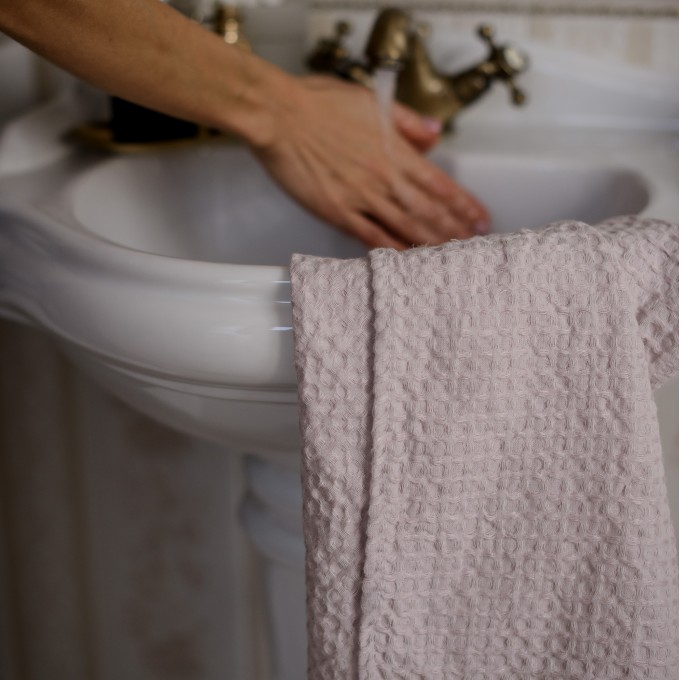 Blush pink waffle hand towel