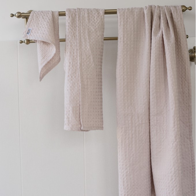 Blush pink waffle towel set