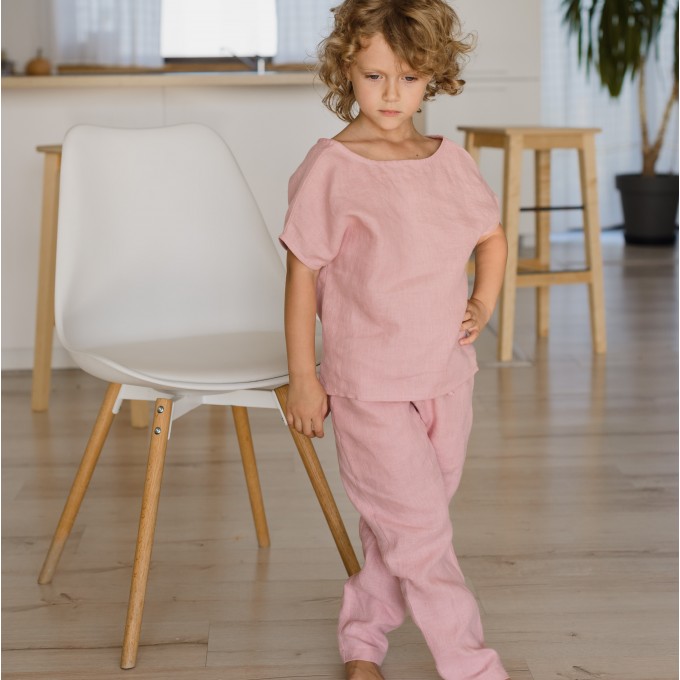 Dusty rose girls pajama - t-shirt and pants set