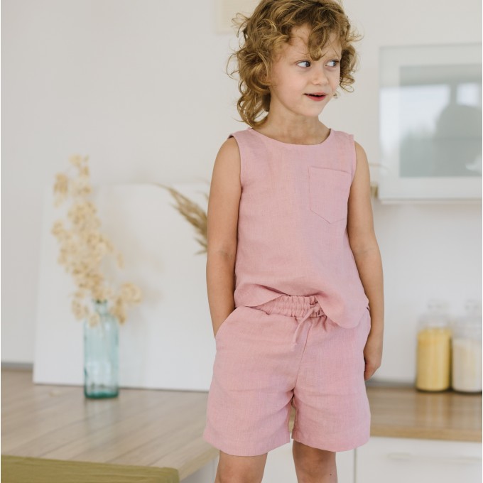 Dusty rose girls pajama - sleeveless top and shorts set