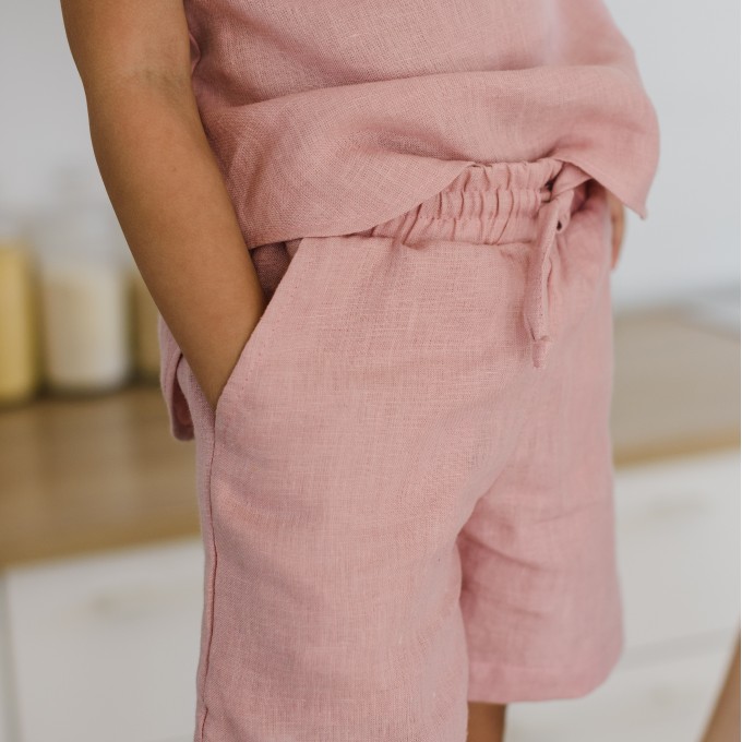 Dusty rose girls pajama - sleeveless top and shorts set