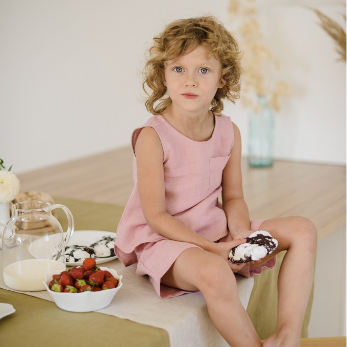 Dusty rose girls pajama - sleeveless top and shorts set