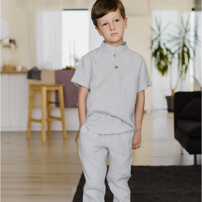 Light gray boys pajama - t-shirt and pants set
