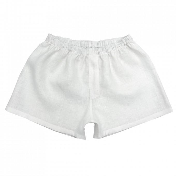 White linen boxer shorts
