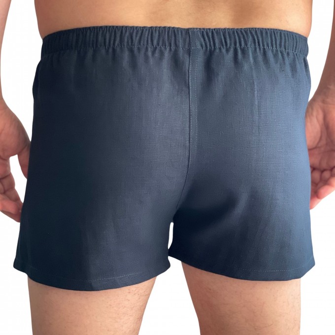 Navy blue comfortable linen boxer