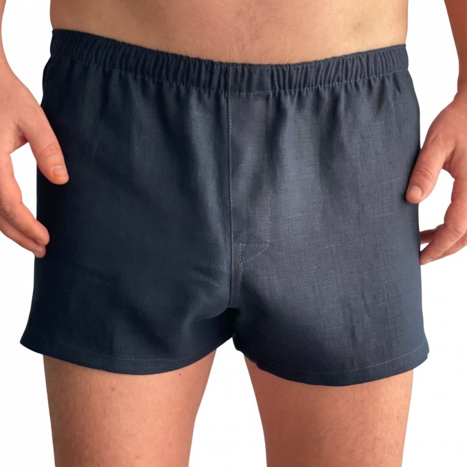 Navy blue comfortable linen boxer