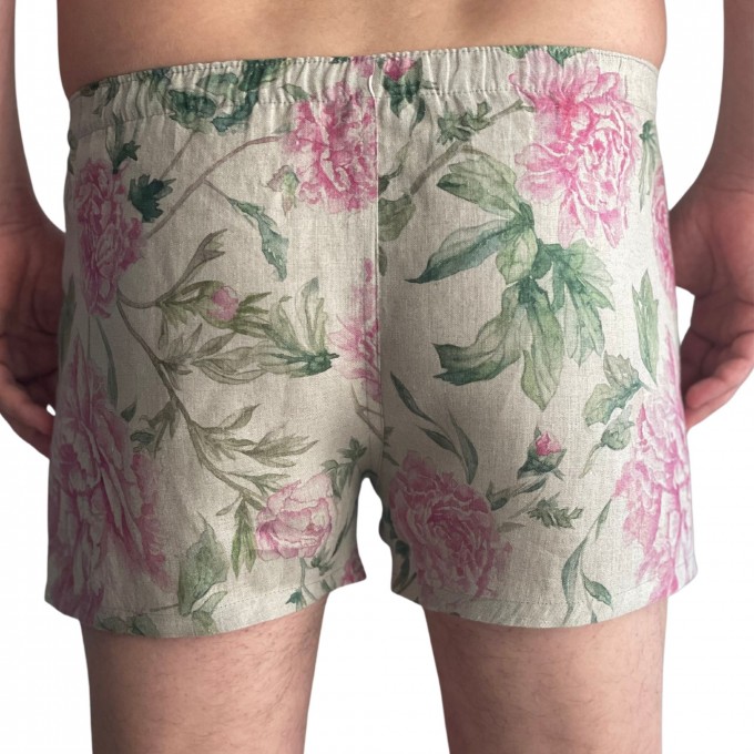 Natural pink floral mens boxers