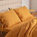 Mustard Linen Duvet Cover Set with Tie Details