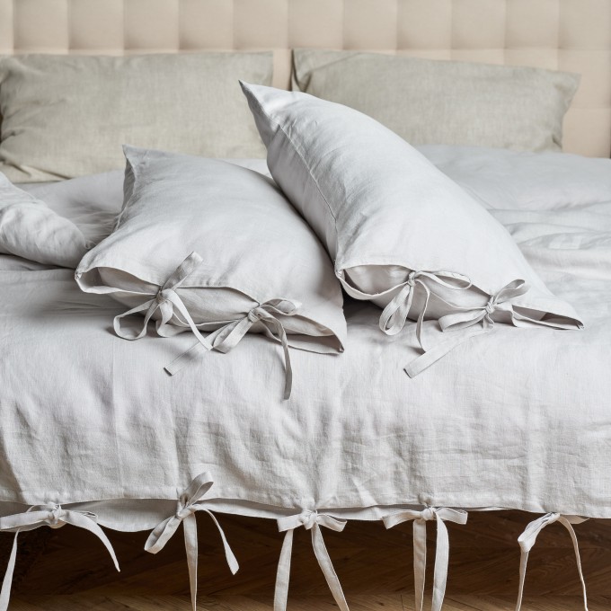 Charcoal gray duvet cover set with tie closures