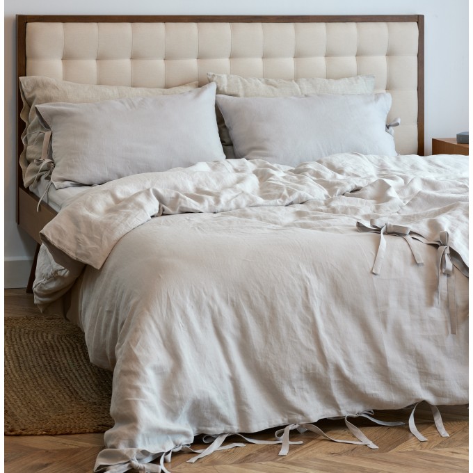 Charcoal gray duvet cover set with tie closures