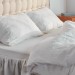 Charcoal gray linen  duvet cover set with ruffles