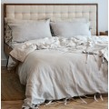 Light gray linen duvet cover with ties