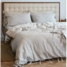 Latte linen duvet cover with ties