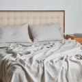 Light gray linen bed sheets with two pillowcases