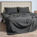 Charcoal gray linen sheet set with pillowcases