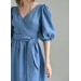 Steel blue wrap dress Lia