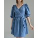 Steel blue wrap dress Lia