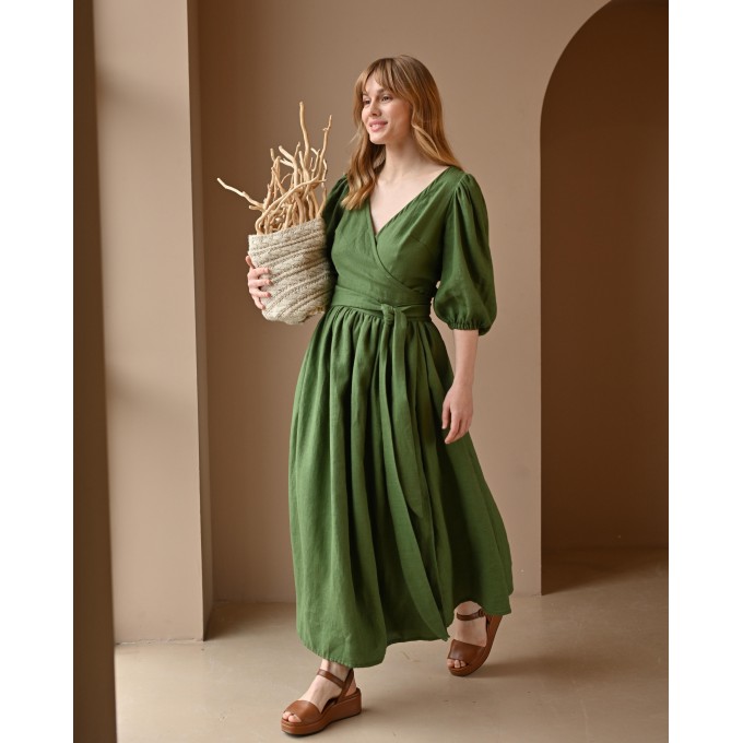 Green midi wrap dress Lia