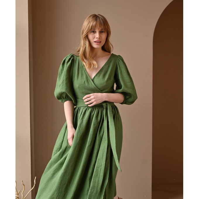 Green midi wrap dress Lia