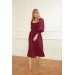 Burgundy midi puff sleeve dress Baila