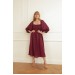 Burgundy midi puff sleeve dress Baila