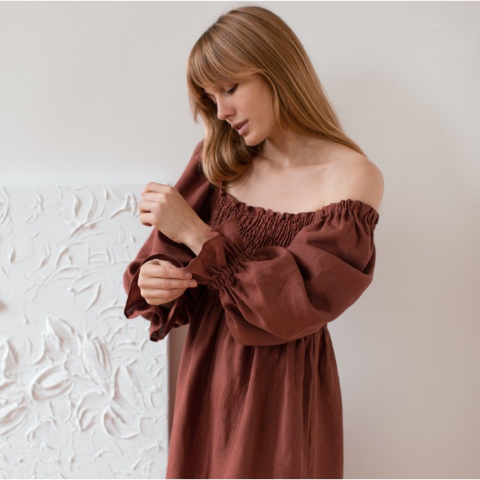 Cinnamon smock dress Baila in midi length