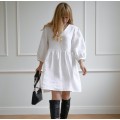 White loose fit v-neck dress Zoie