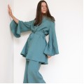 Sea blue kimono Kim & culottes Kami set for women