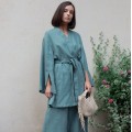 Sea blue oversized wrapped kimono dress Kim