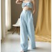 Light blue pleated palazzo pants Blanca