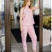 Dusty rose women washed loose pants Erin