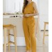 Mustard casual drawstring pants Erin with pockets