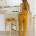 Mustard casual drawstring pants Erin with pockets