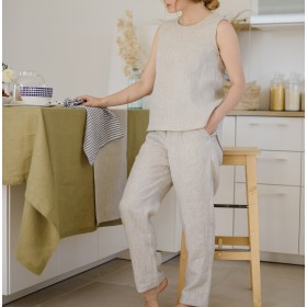 Natural elastic drawstring waist pants Erin Natural elastic drawstring waist pants Erin
