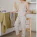 Natural elastic drawstring waist pants Erin