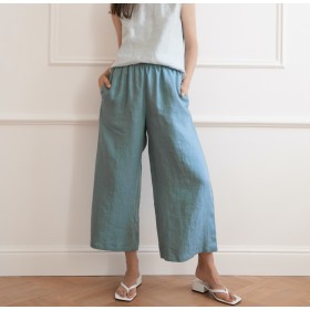 Sea blue cullottes cropped relaxed fit pants Kami Sea blue cullottes cropped relaxed fit pants Kami