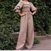 Taupe high rise wide leg palazzo long pants Lima