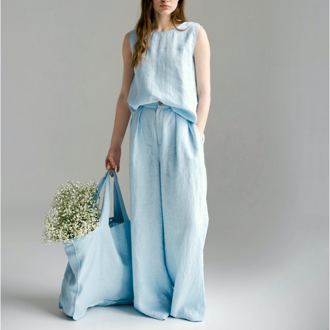 Light blue pleated palazzo pants Blanca